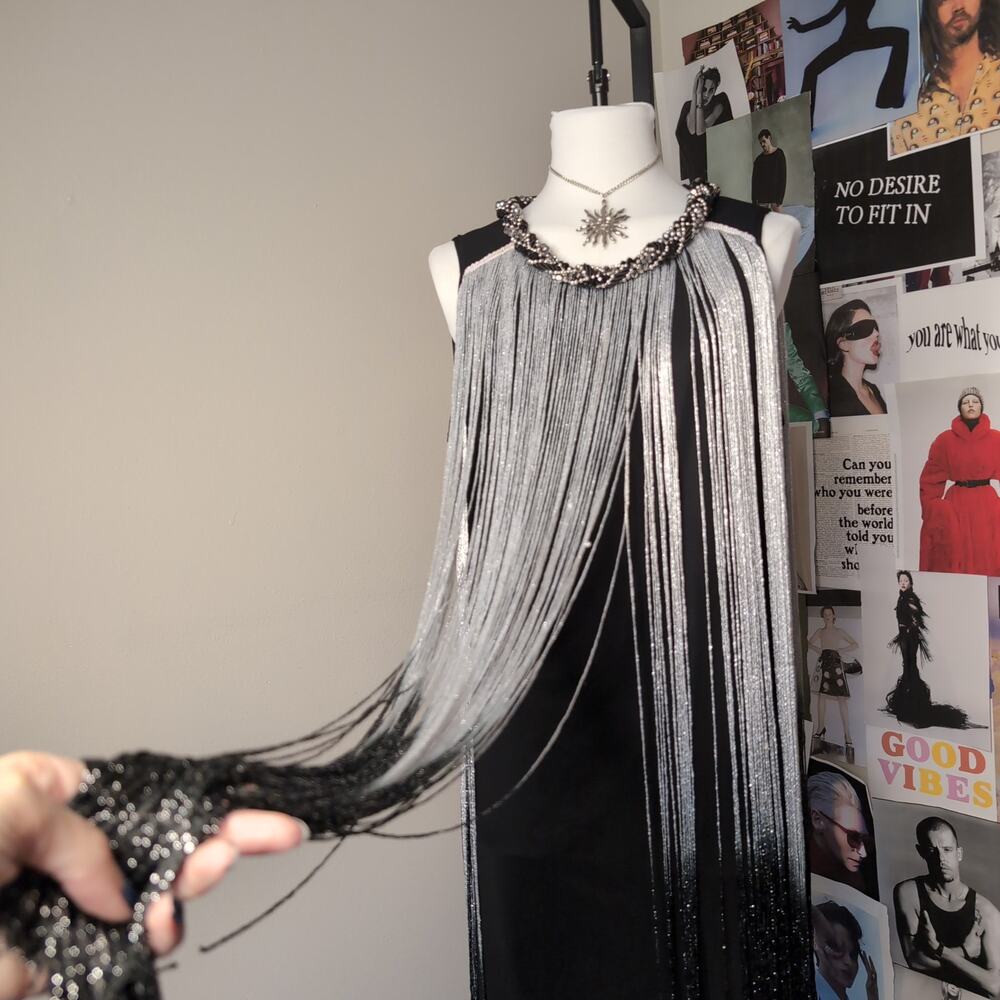 Fringe Gothic Glam Metallic Dress - Picture 2 of 8